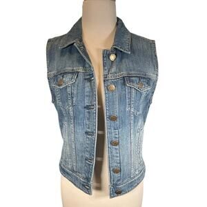 J.Crew Indigo Denim Vest Size S | Button Front Classic Jean Style Excellent